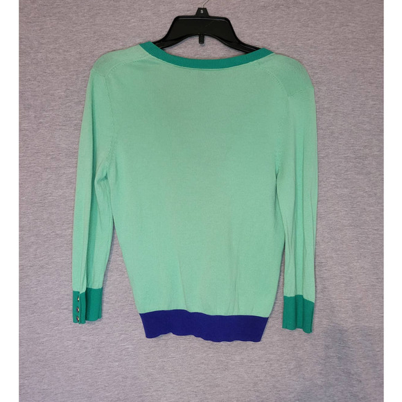 Girl's Tommy Hilfiger Green Purple Color Block  Pockets Cardigan Sweater Medium - Picture 2 of 11